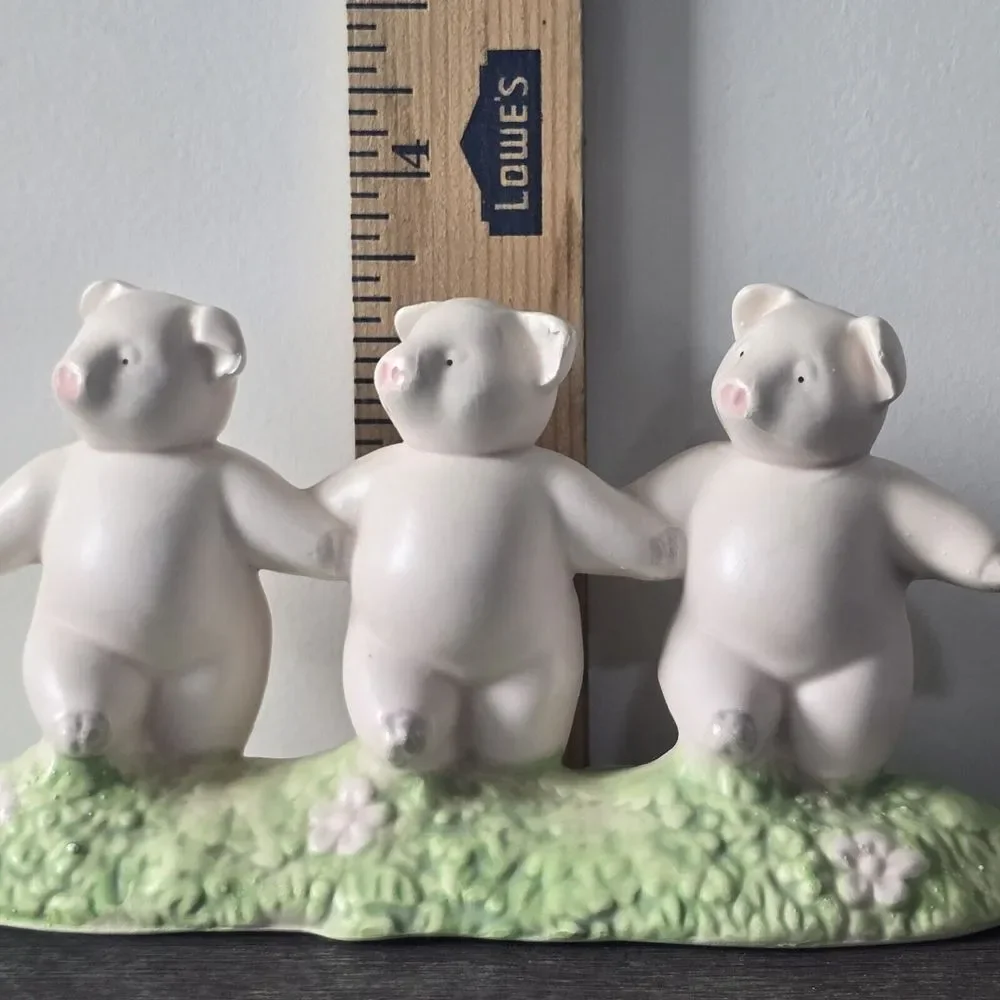 Dept 56 Three Little Pigs Hand Painted Ceramic‎ Figurine Vintage 1987